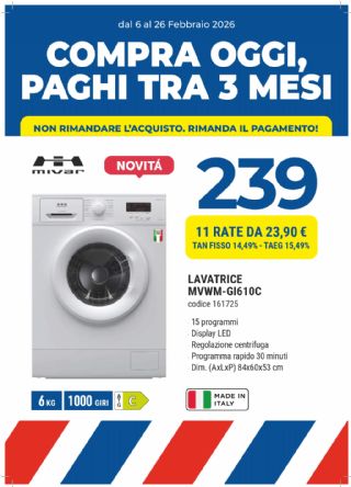 LAVATRICE MIVAR MVWM-GI610C 6KG